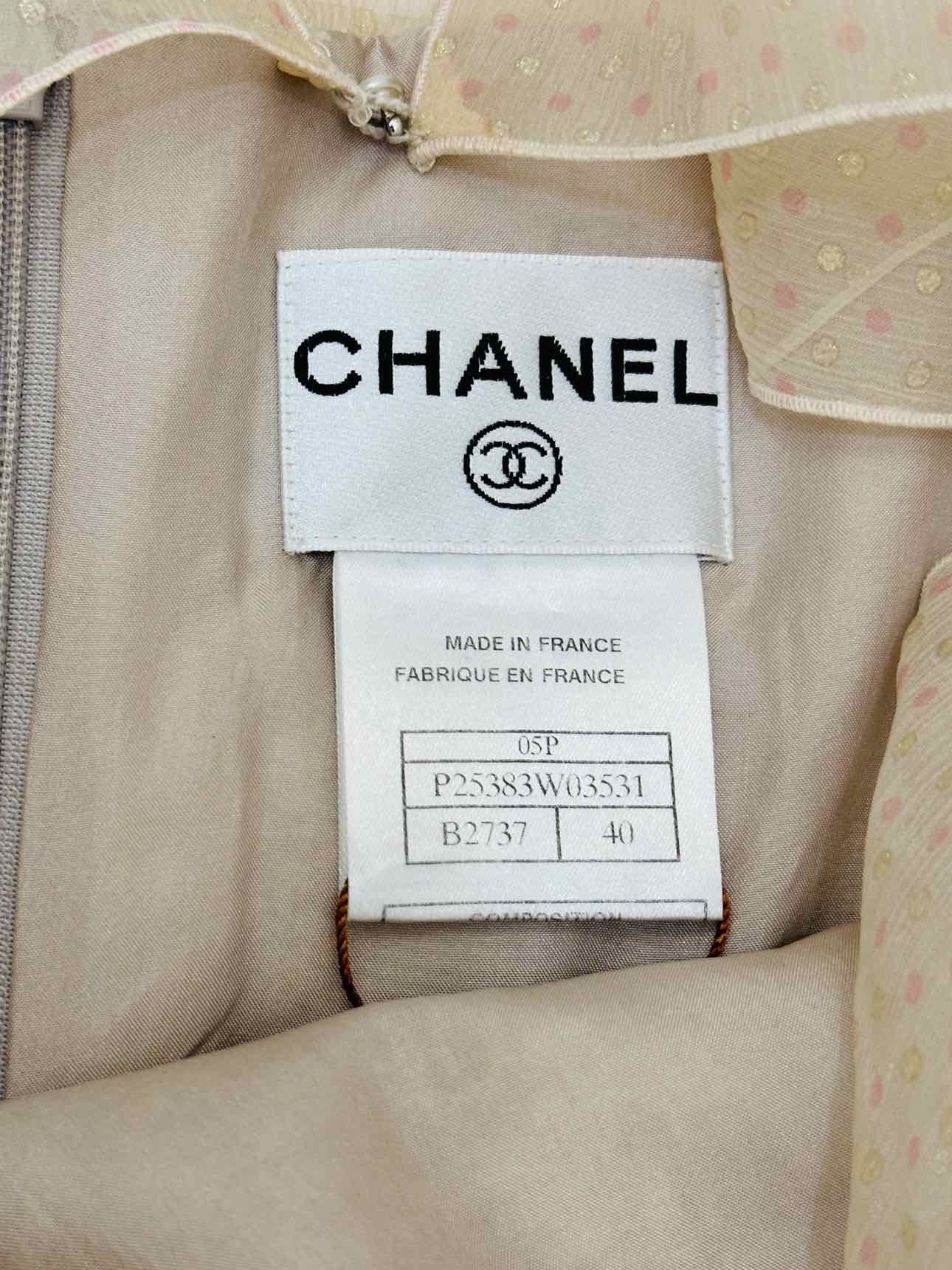 CHANEL Mini Beige Multicolor Tweed Mini Dress US8