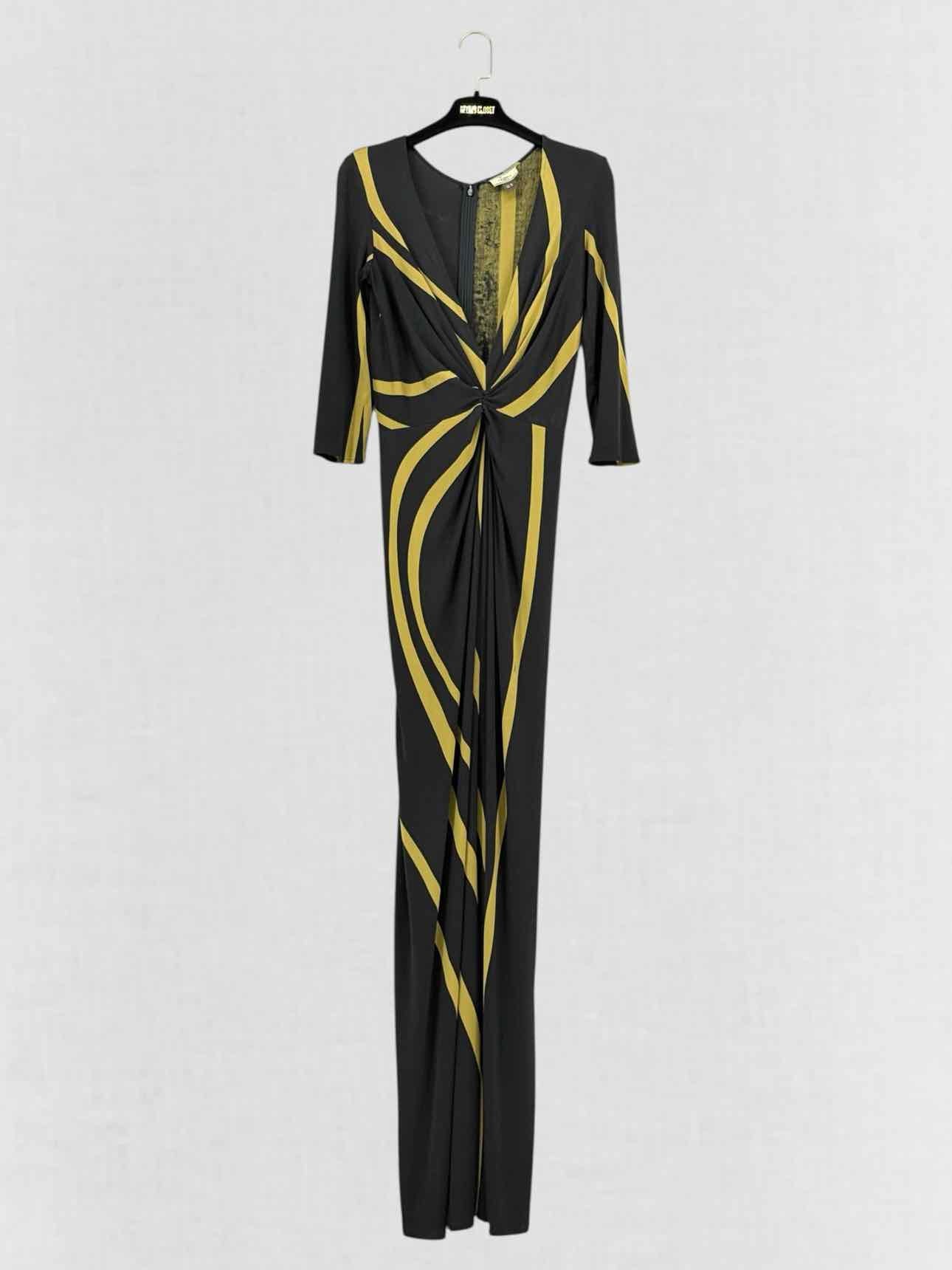 ISSA LONDON Black & Yellow Size US 10 Long Dress