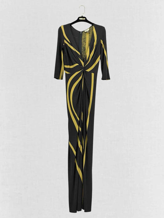 ISSA LONDON Black & Yellow Size US 10 Long Dress