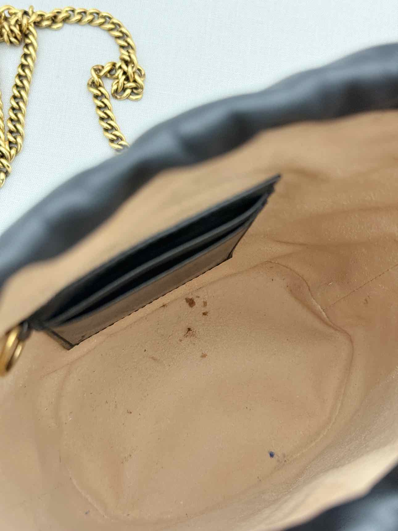GUCCI GG Marmont Black Chevron Bucket Bag