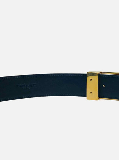 SAINT LAURENT Logo Buckle Black Belt