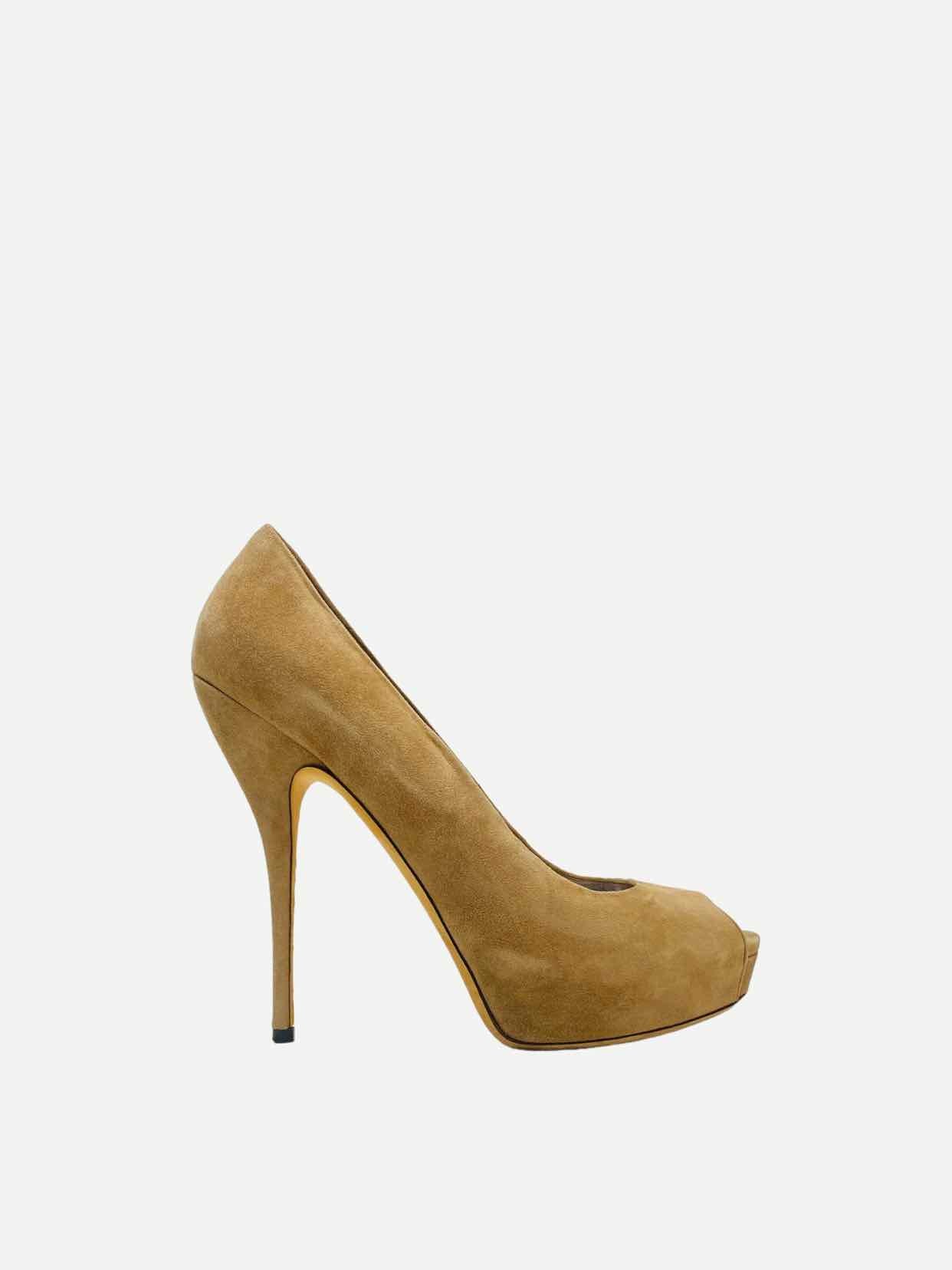 GUCCI Peep Toe Brown Pumps