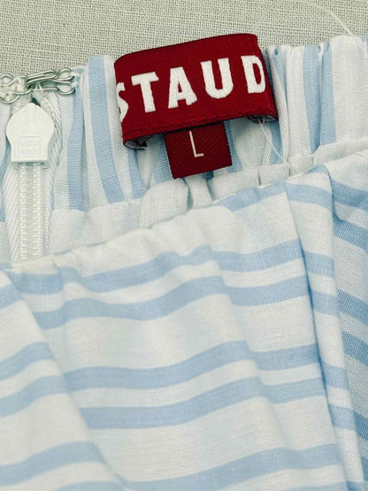 STAUD Mariposa Blue & White Size Large Midi Skirt