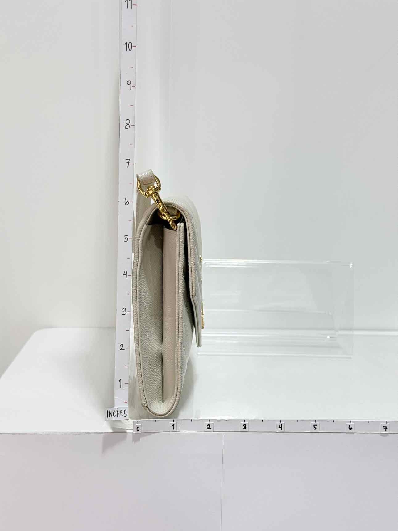 SAINT LAURENT Cassandre Matelasse Flap White Wristlet