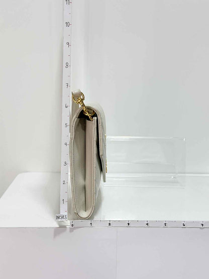 SAINT LAURENT Cassandre Matelasse Flap White Wristlet