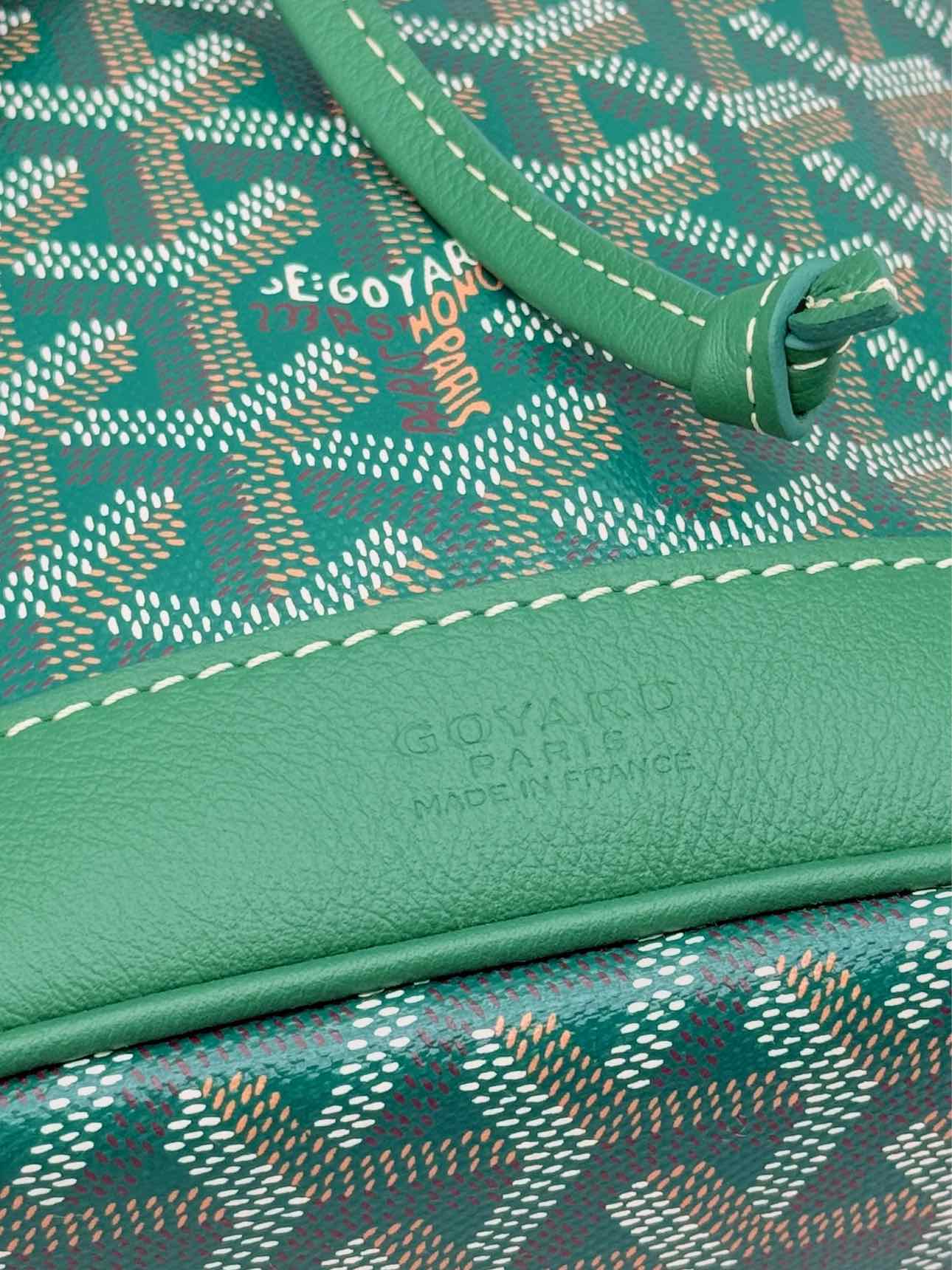 GOYARD Petit Flot Green Goyardine Chevron Bucket Bag