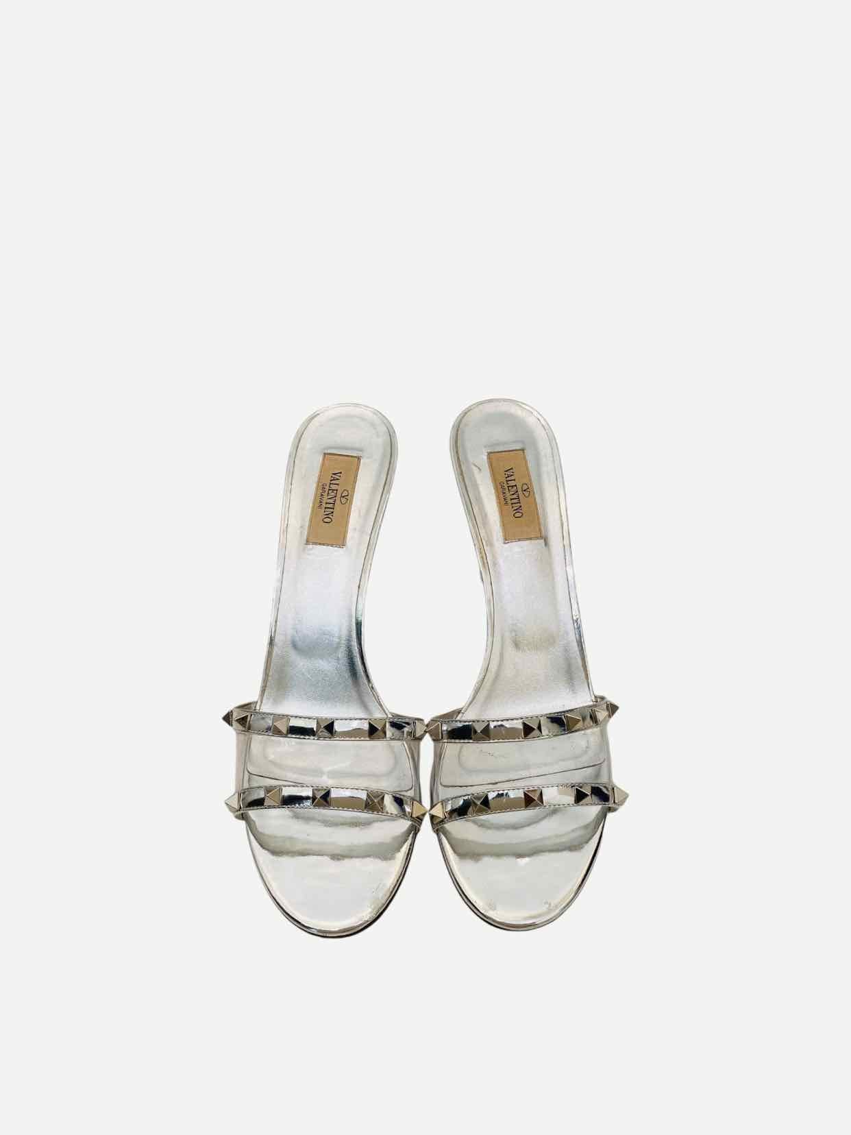 VALENTINO GARAVANI Rockstud Silver Size EU 41.5 Mules