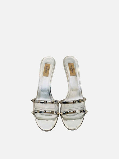 VALENTINO GARAVANI Rockstud Silver Size EU 41.5 Mules
