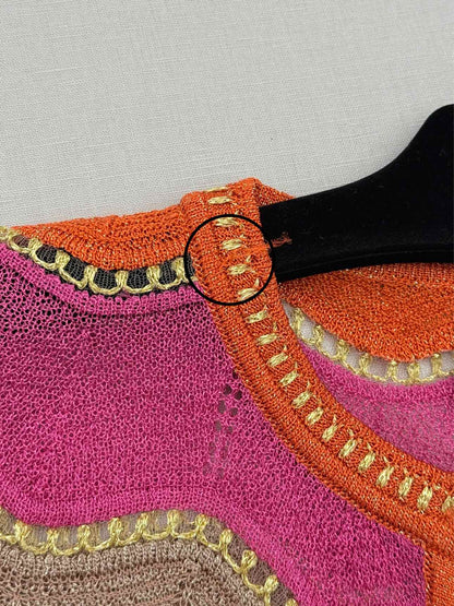 M MISSONI Pink Multicolor Chevron Size US 8 Cardigan