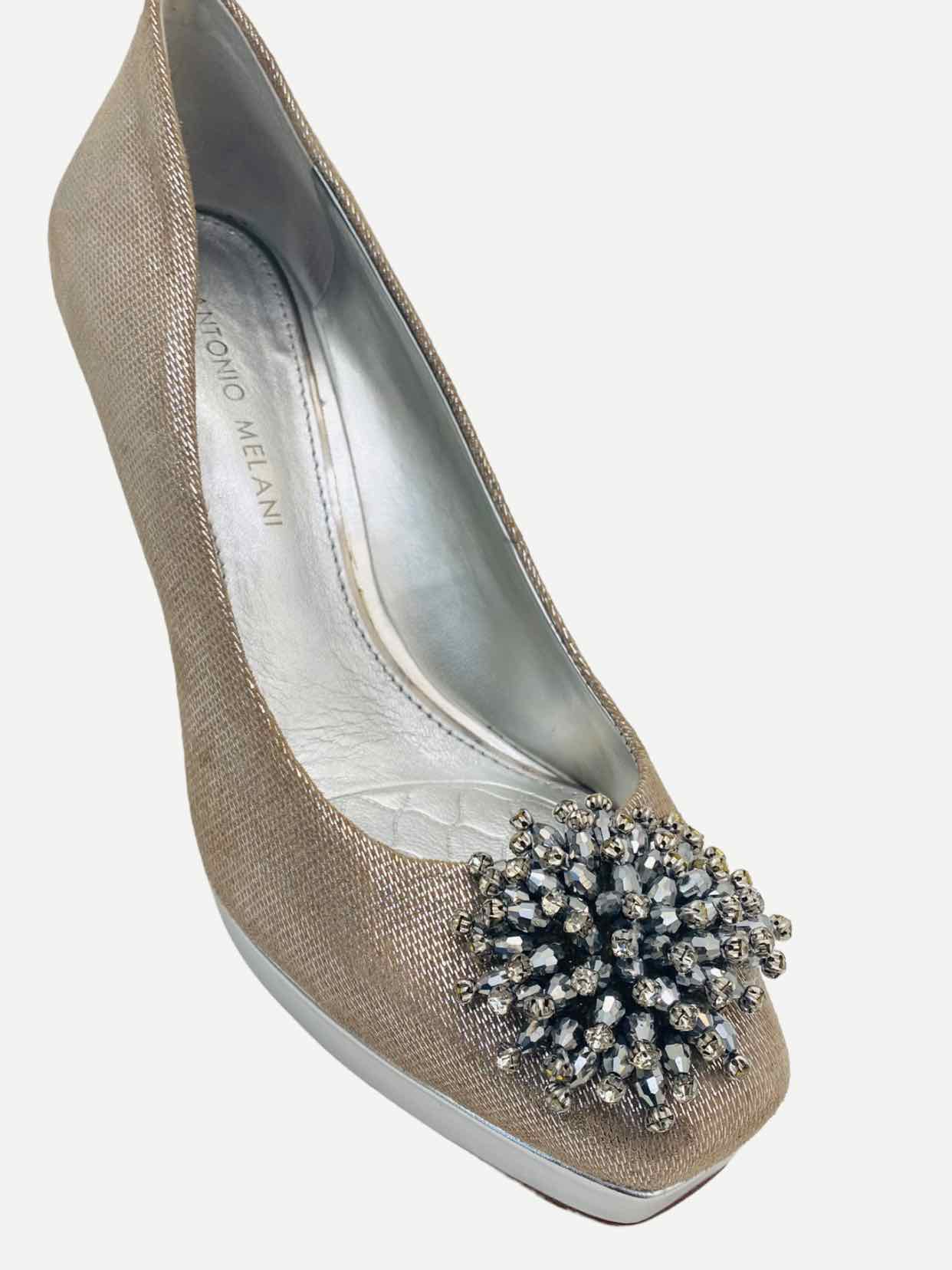 ANTONIO MELANI Metallic Silver Pumps 40