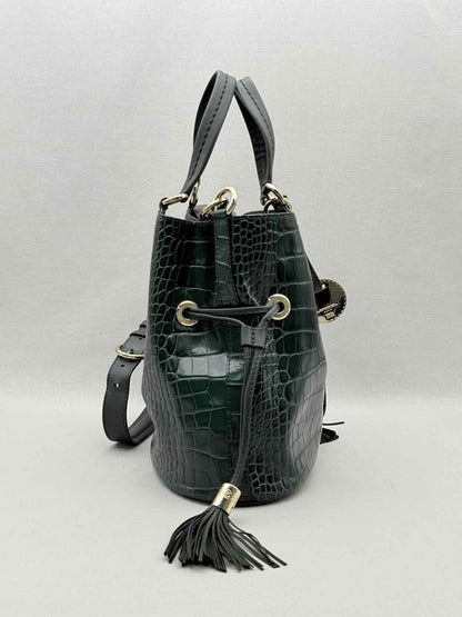 LANCEL Premier First Green Croc Embossed Bucket Bag