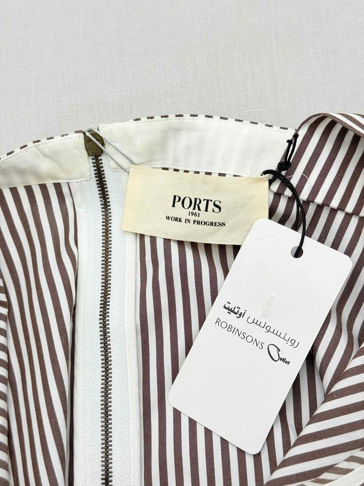 PORTS 1961 Brown & White Striped Size US 8 Short Dress
