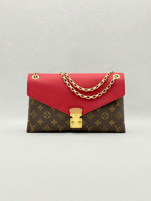 LOUIS VUITTON Pallas Chain Red Monogram Shoulder Bag