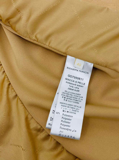 ELISABETTA FRANCHI GOLD Biker Beige Size US 4 Jacket