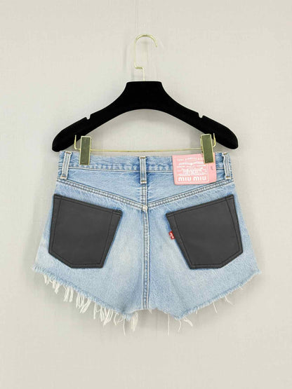 MIU MIU Cut Off Light Blue Washed Size 34 Shorts