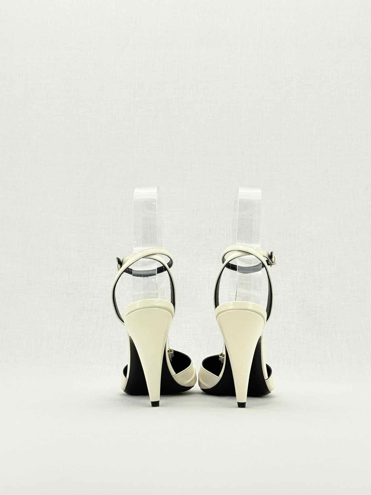 SAINT LAURENT Black & Cream Size EU 36 Heeled Sandals