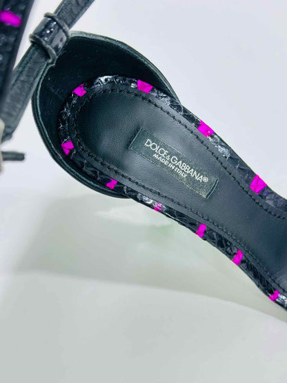 DOLCE & GABBANA Black & Pink Size EU 37 Heeled Sandals