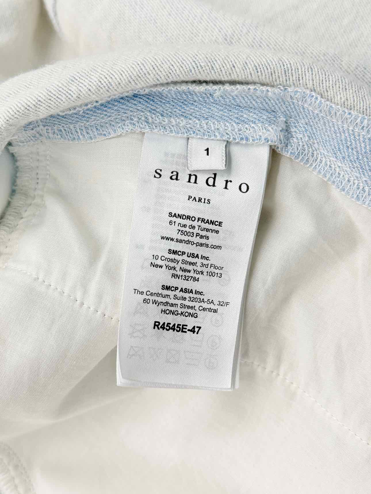 SANDRO Light Blue & White Size Small Short Dress