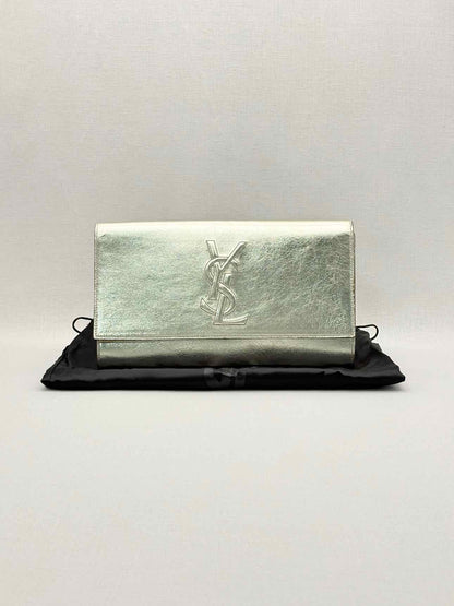 YVES SAINT LAURENT Belle De Jour Metallic Gold Clutch