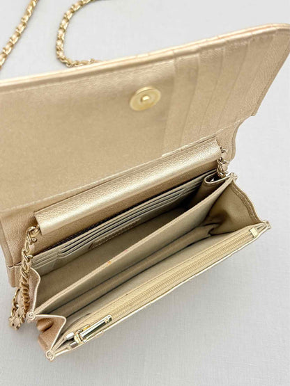 CHANEL Wallet on Chain Metallic Gold Quilted Crossbody