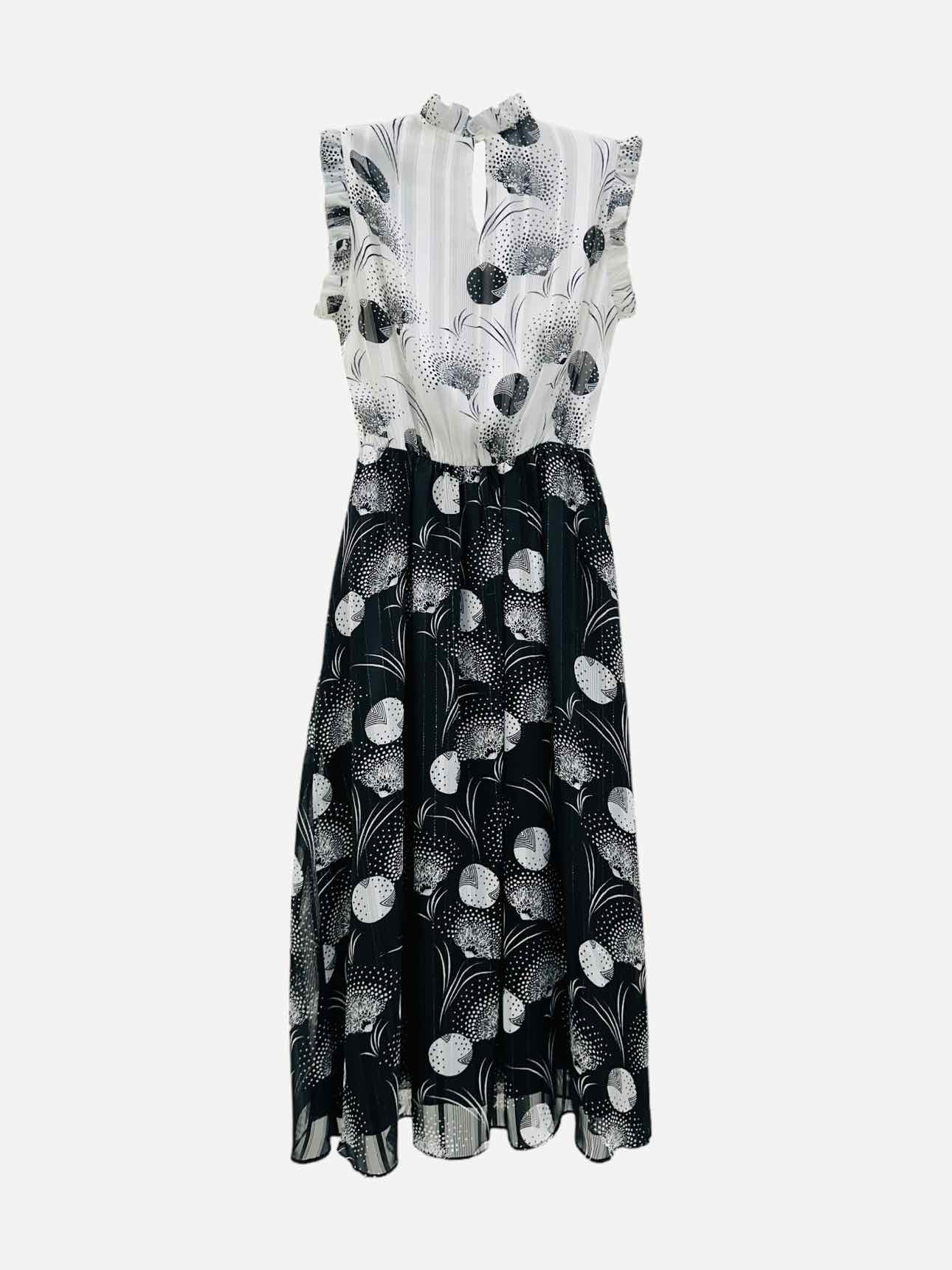 ADL Sheath Black & White Printed Midi Dress