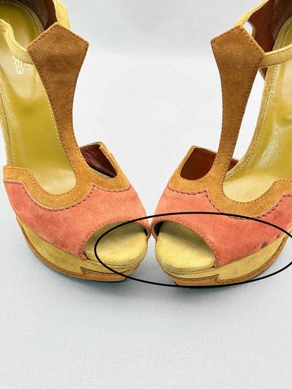 SERGIO ROSSI Tan & Orange Size EU 39.5 Platform Sandals