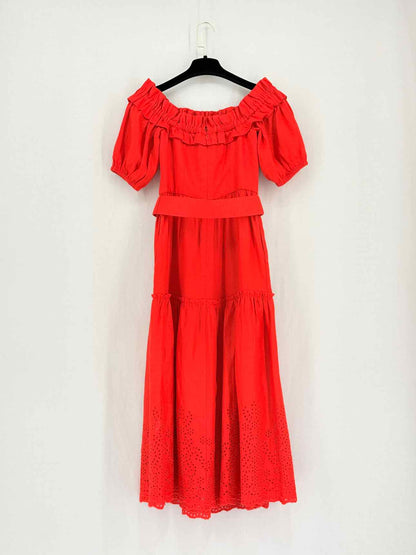 REBECCA VALLANCE Portia Red Size US 2 Midi Dress