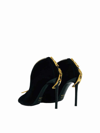 TOM FORD Open Toe Black w/ Gold Size EU 35 Booties