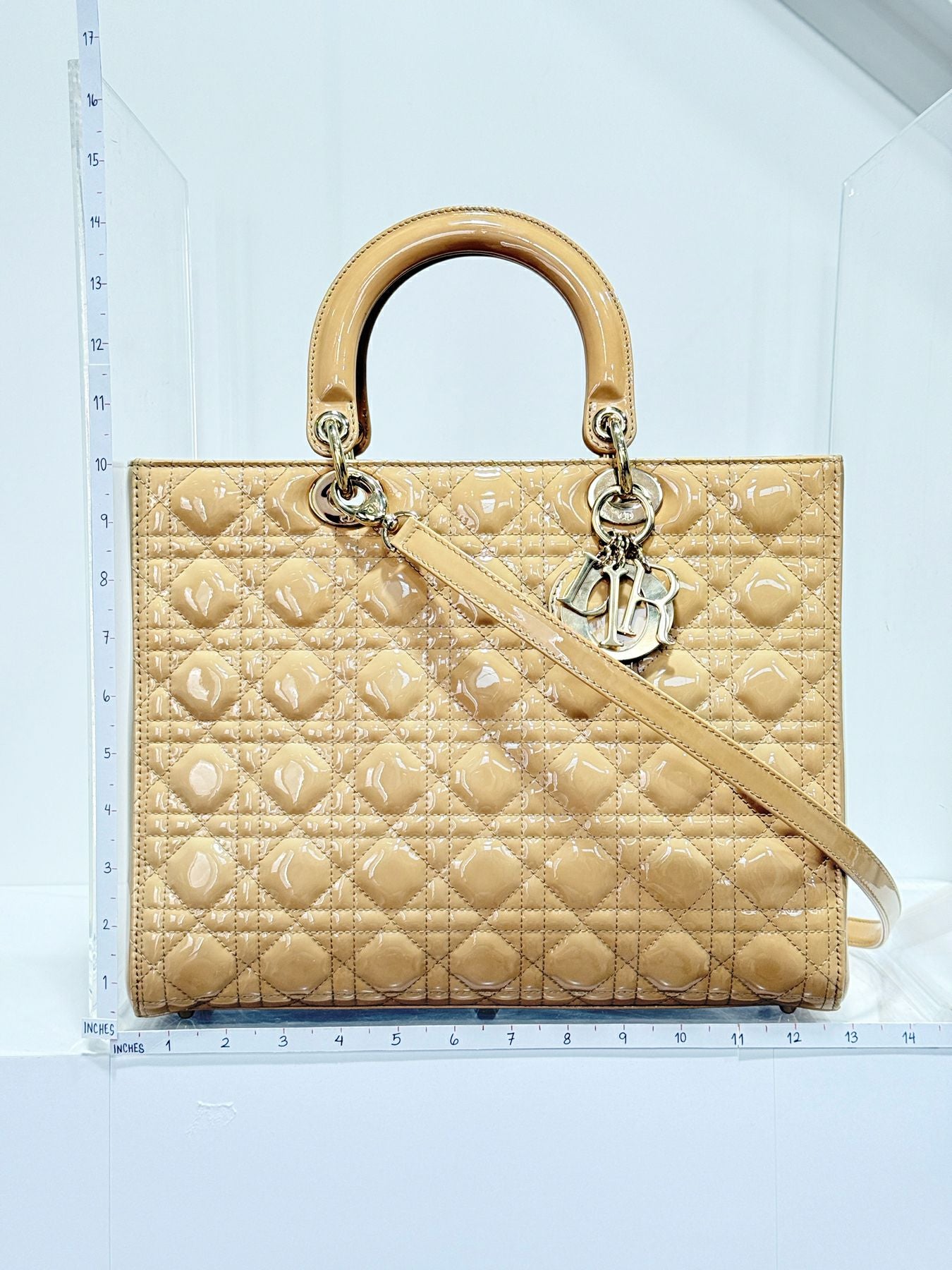 DIOR Lady Dior Beige Cannage Top Handle