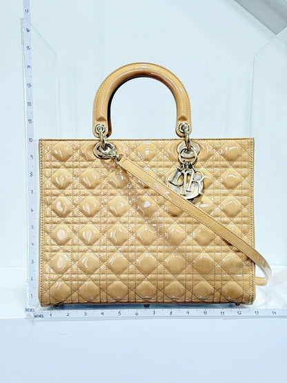 DIOR Lady Dior Beige Cannage Top Handle
