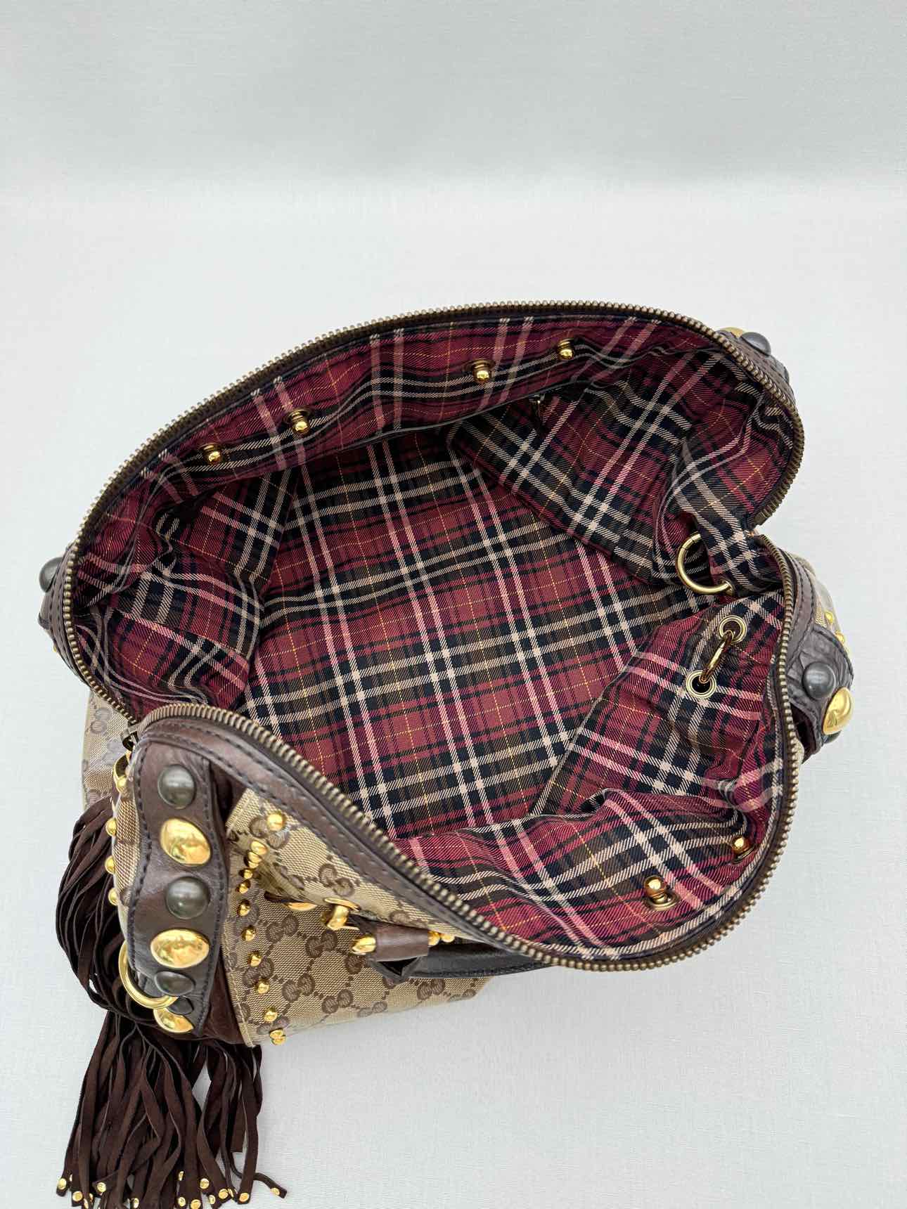 GUCCI Babouska Brown & Beige GG Top Handle