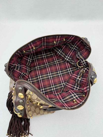 GUCCI Babouska Brown & Beige GG Top Handle
