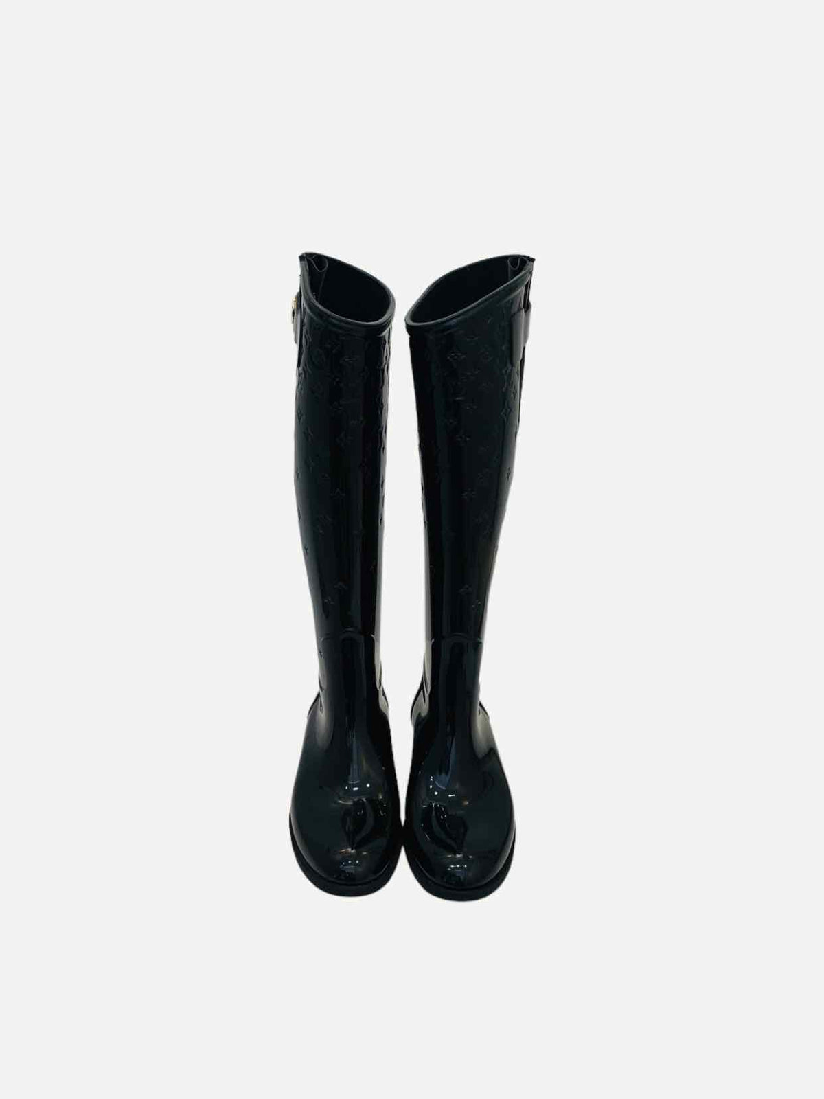 LOUIS VUITTON Black Monogram Size EU 37 Knee High Boots