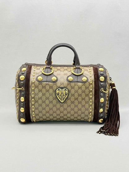 GUCCI Babouska Brown & Beige GG Top Handle