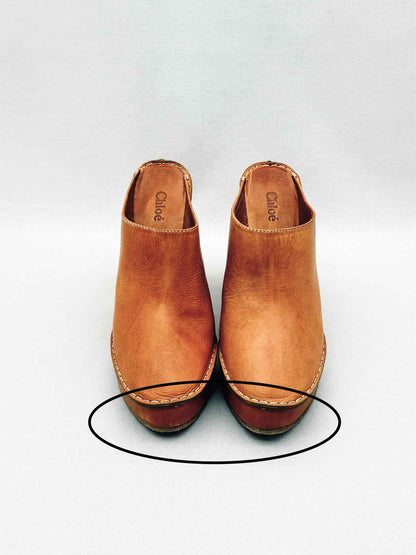 CHLOE Mule Clogs Tan Size EU 40 Wedges