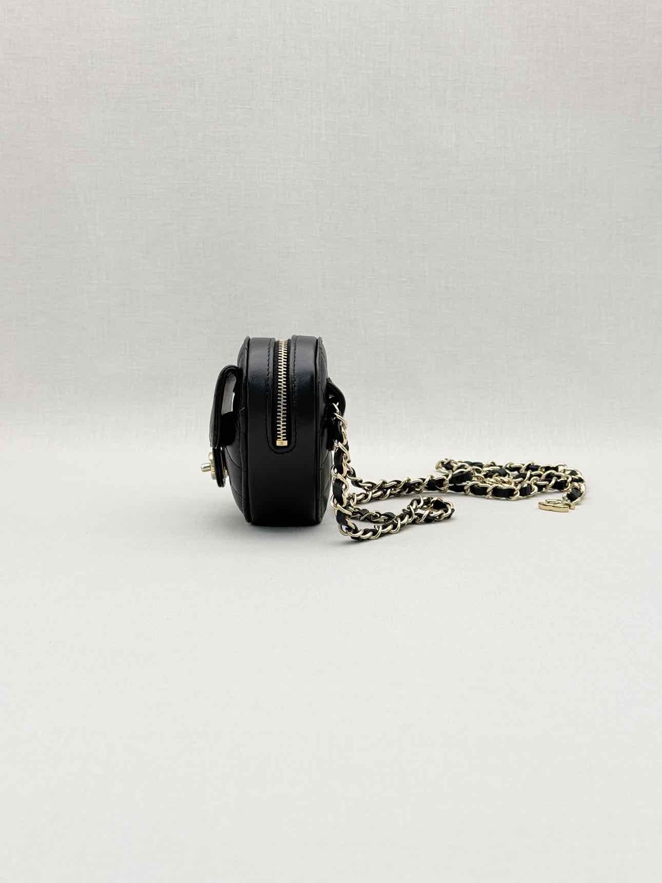 CHANEL CC in Love Heart Black Quilted Belt Bag