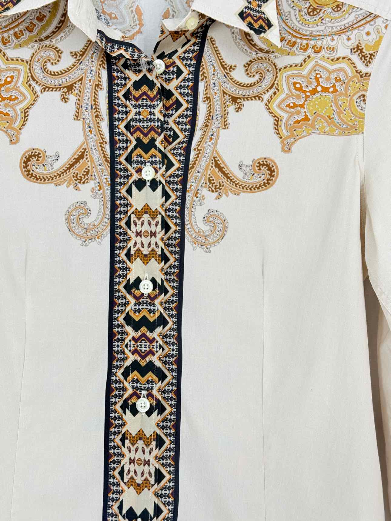 ETRO Cream Multicolor Paisley Print Size US 2 Shirt