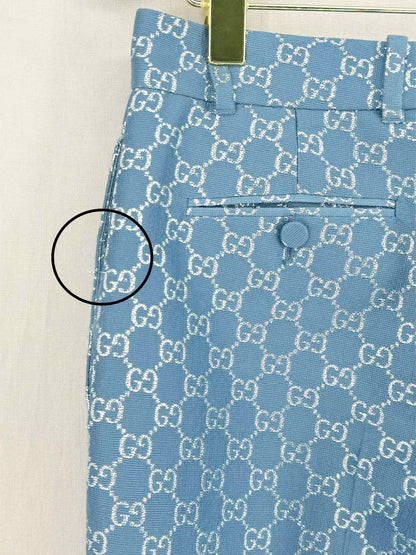 GUCCI GG Lame Blue GG Jacquard Size US 2 Pants