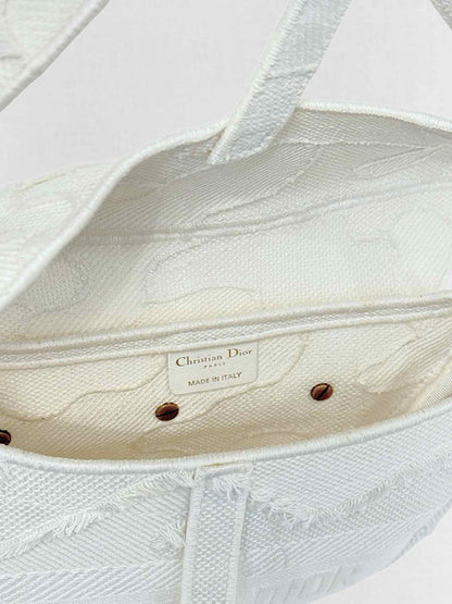 DIOR White Oblique Saddle Bag