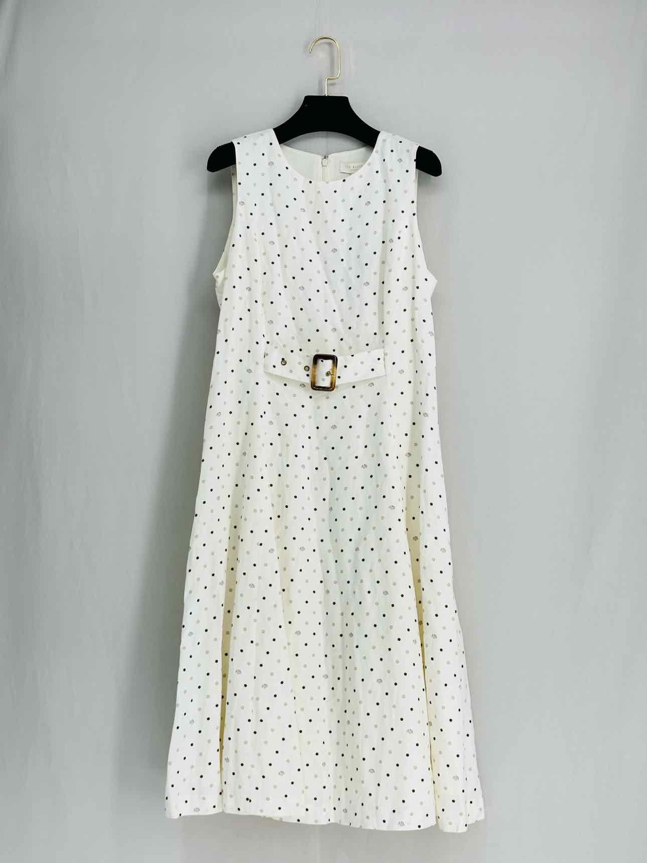TED BAKER Belted Off-white Size Large Midi Dress