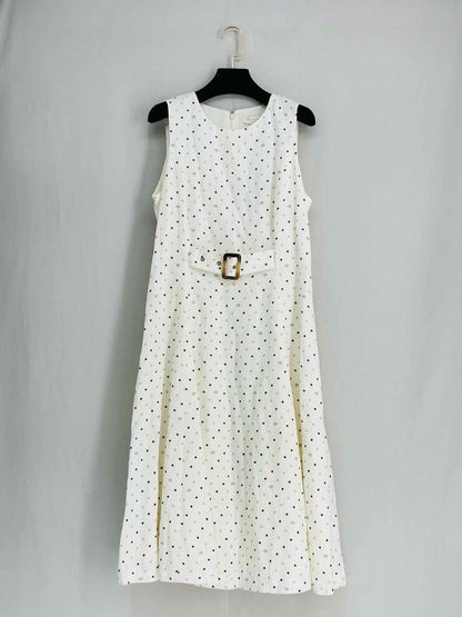 TED BAKER Belted Off-white Size Large Midi Dress