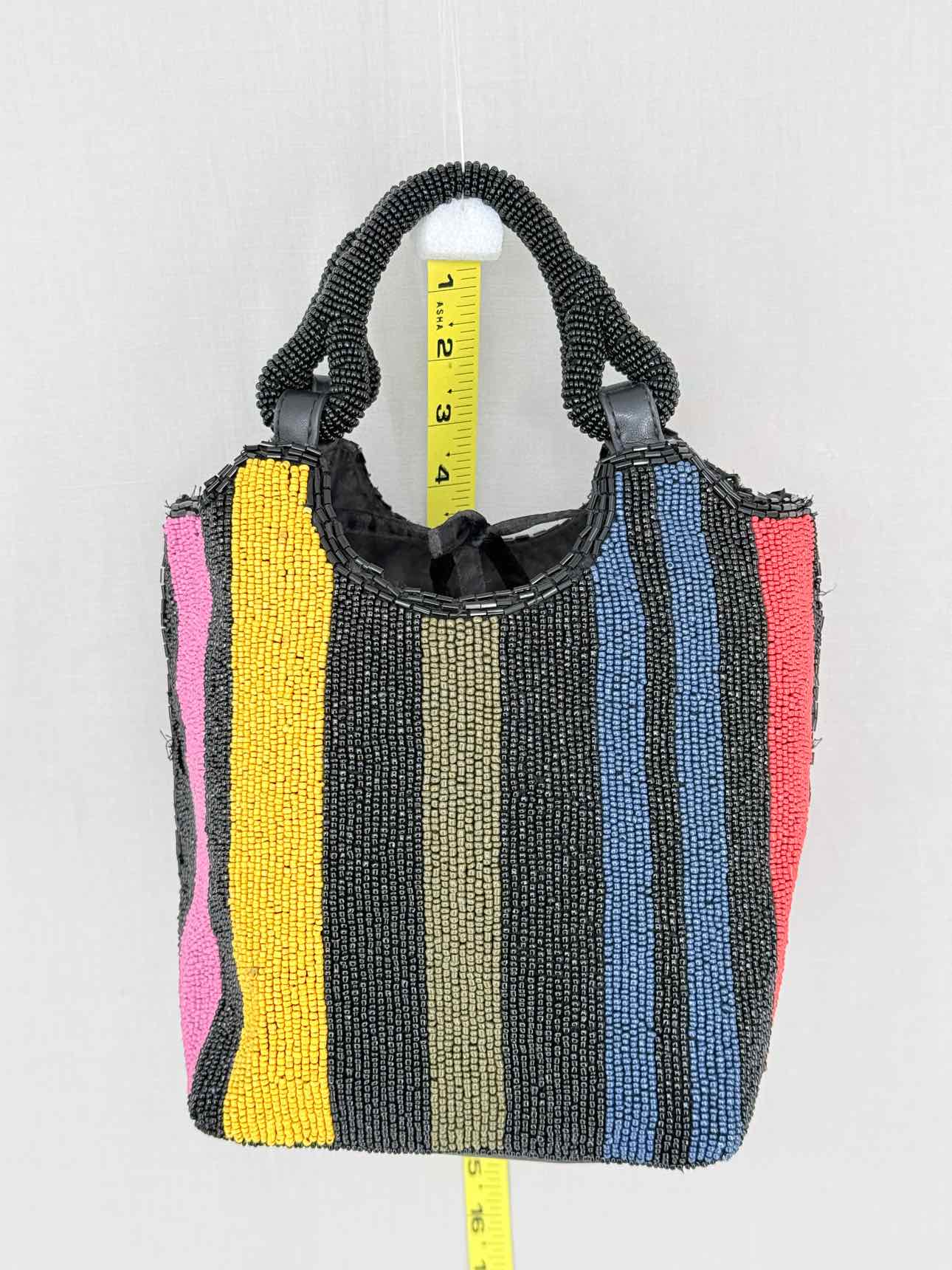 STAUD Cote Black Multicolor Mosaic Stripe Bucket Bag