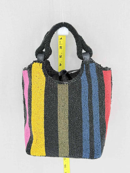 STAUD Cote Black Multicolor Mosaic Stripe Bucket Bag