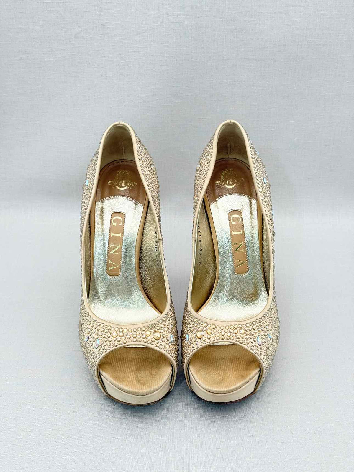 GINA Gold Crystal Embellished Size EU 37.5 Pumps