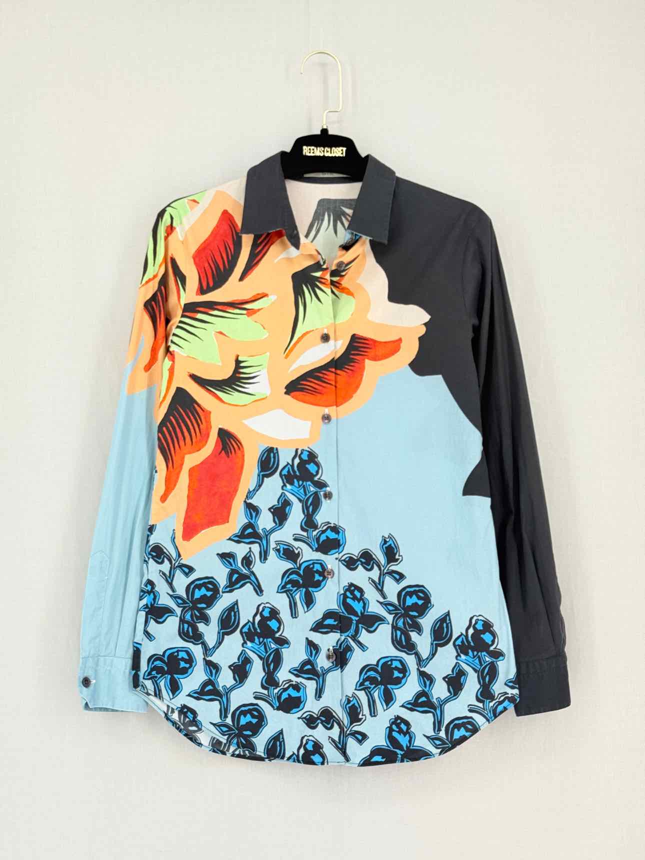 ETRO Blue Multicolor Floral Print Size US 2 Shirt