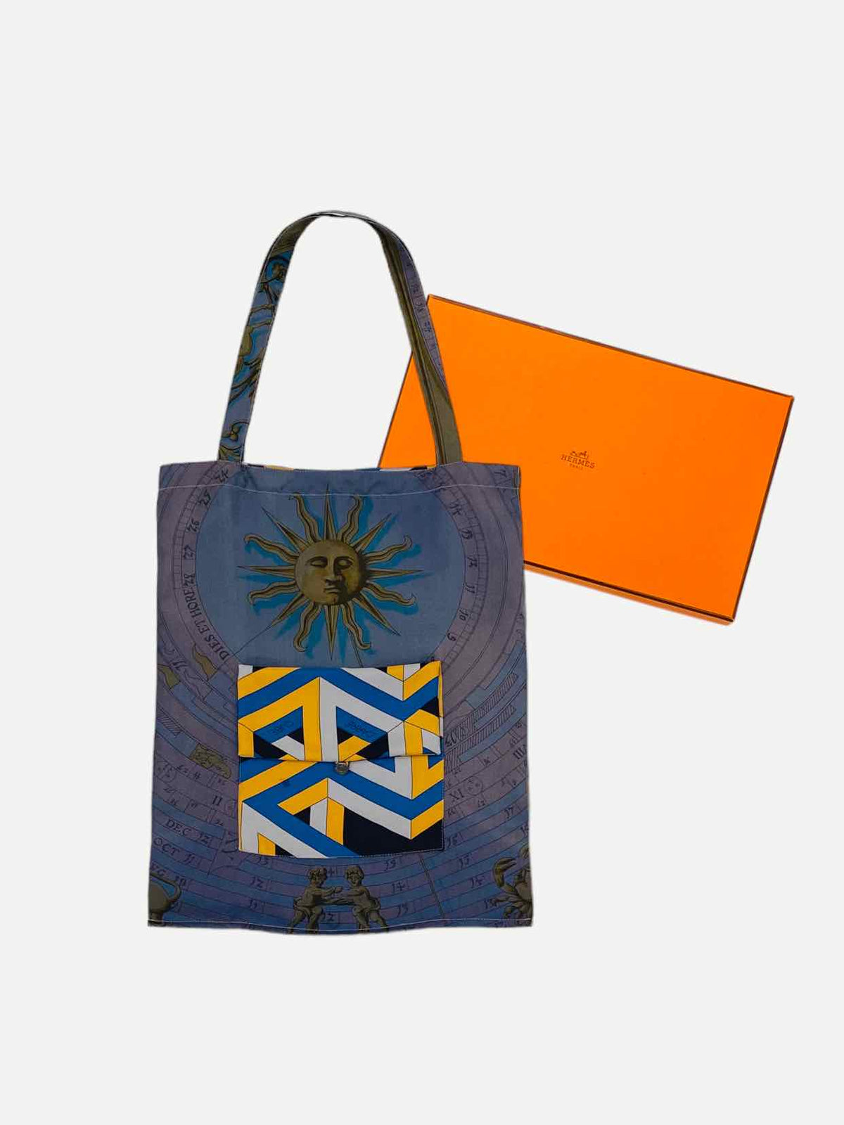 HERMES Boho Navy Blue & Yellow Printed Shoulder Bag