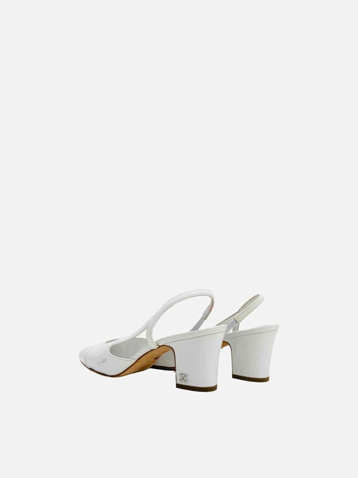 CHANEL White Slingbacks