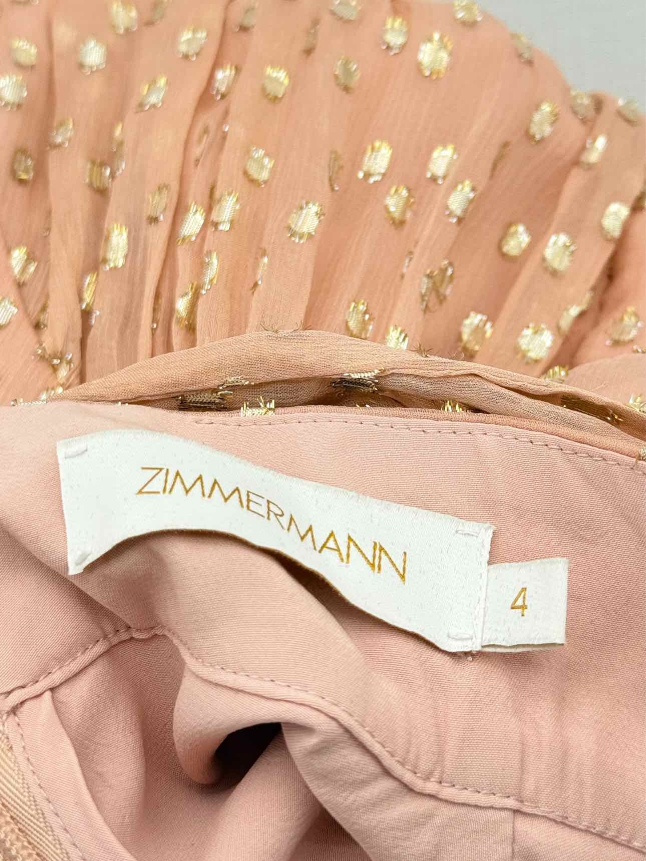 ZIMMERMANN Peach Size Large Midi Dress