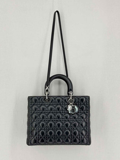 CHRISTIAN DIOR Lady Dior Black Cannage Top Handle