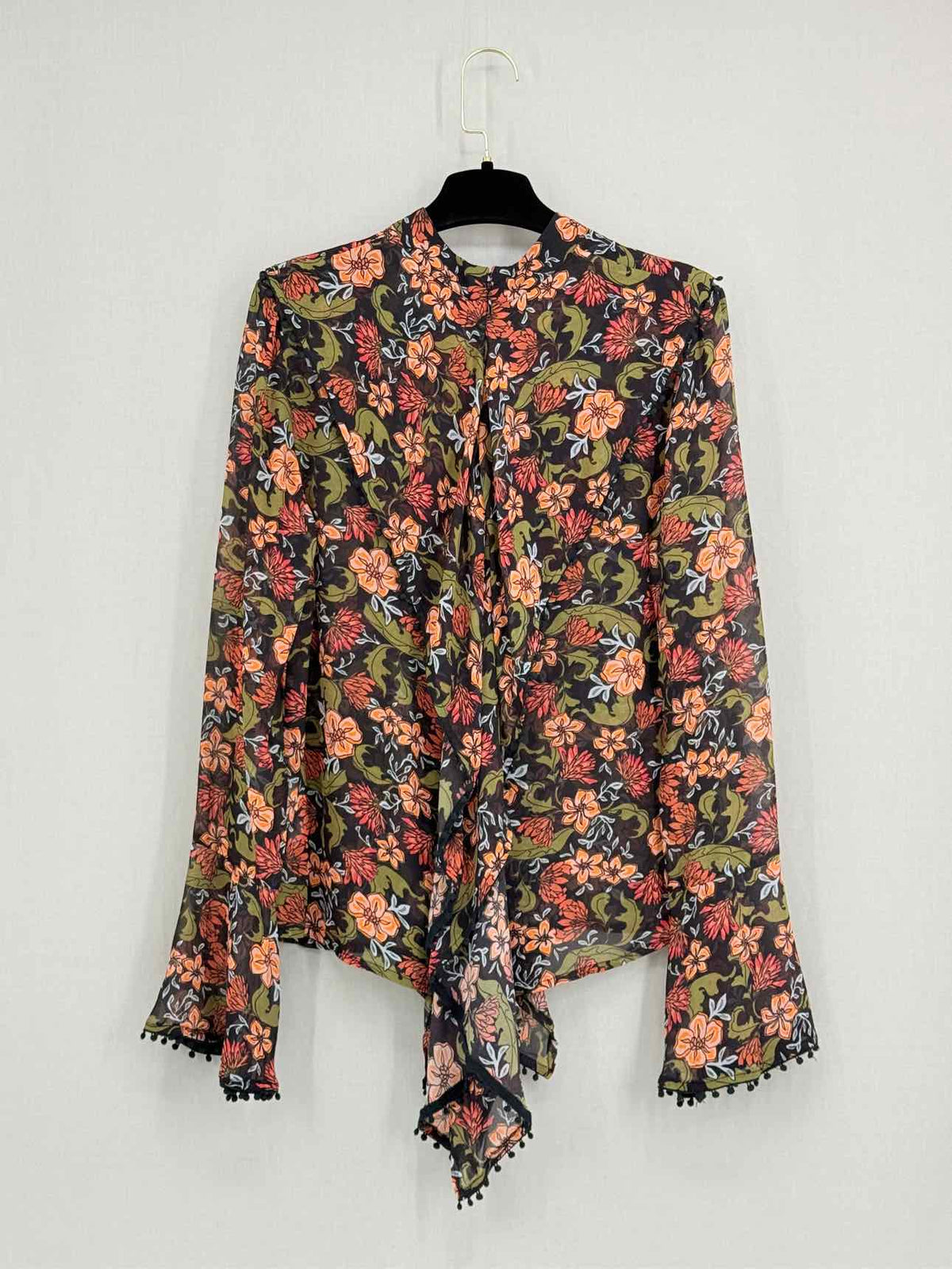NICHOLAS Khaki Multicolor Floral Print Size US 4 Blouse